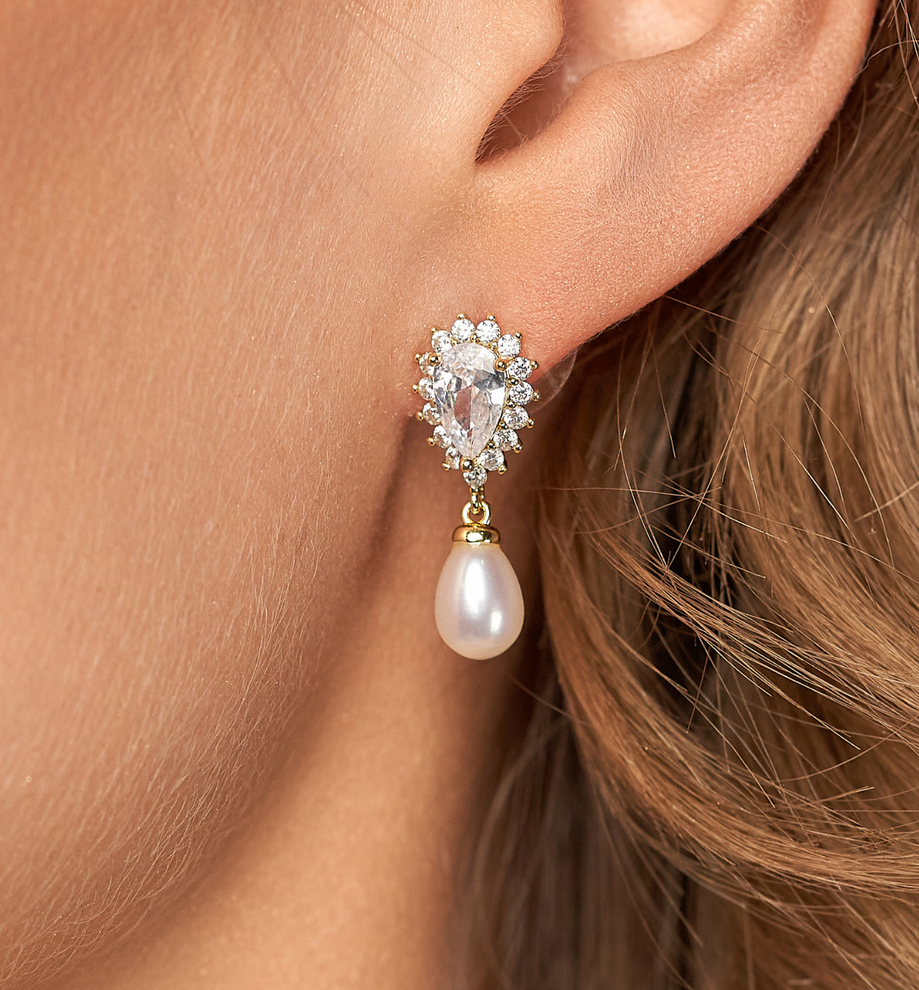 Kolczyki złote z perełkami Cleuza - By Dziubeka