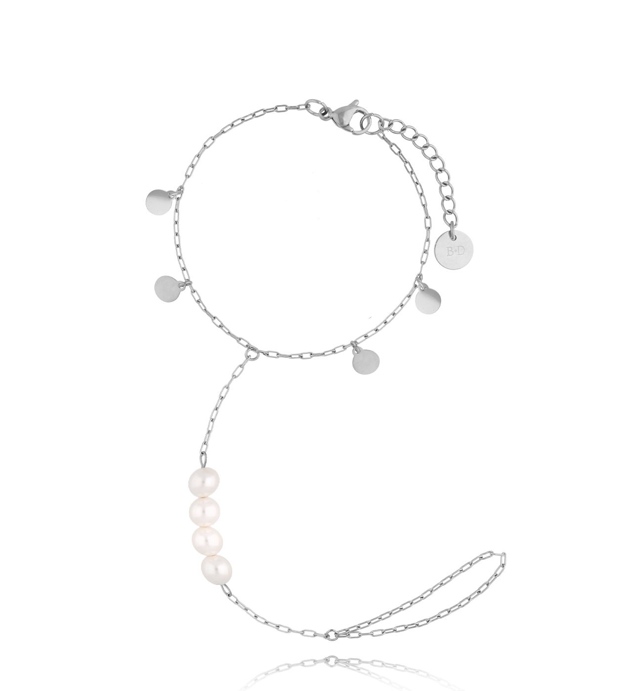 Bransoletka srebrna z perełkami Riviera - By Dziubeka