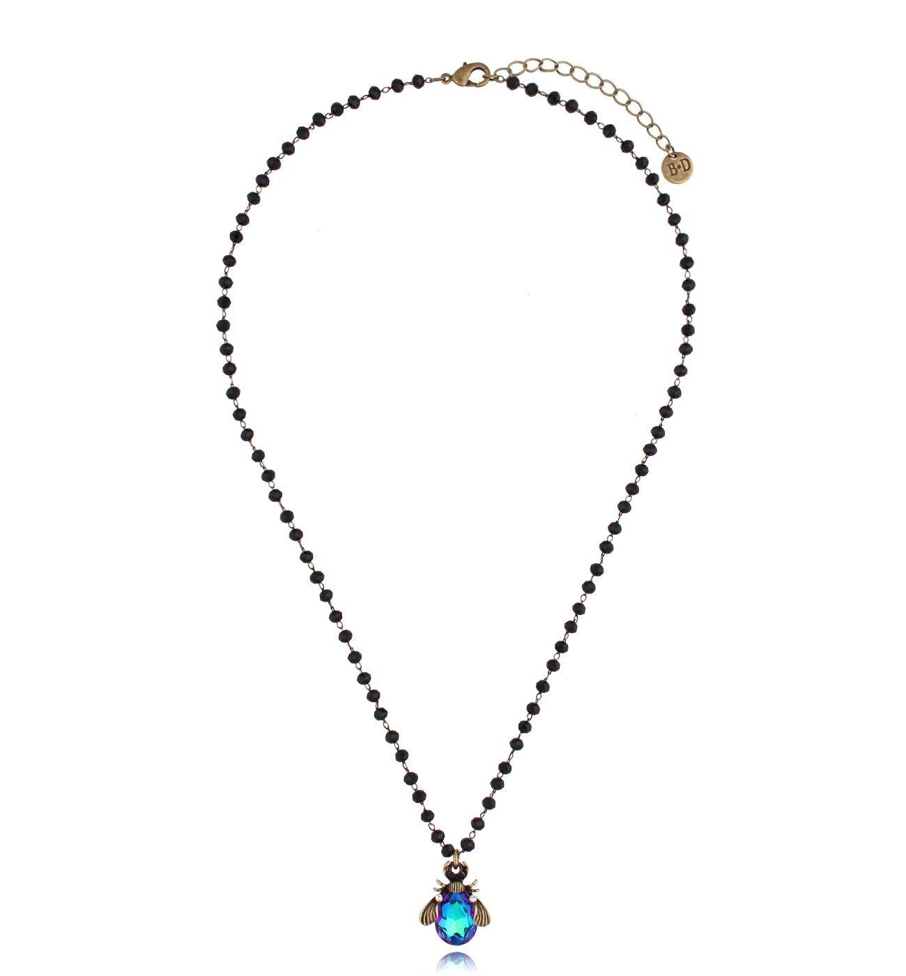 Naszyjnik z niebiesko fioletowym żukiem Forest - By Dziubeka