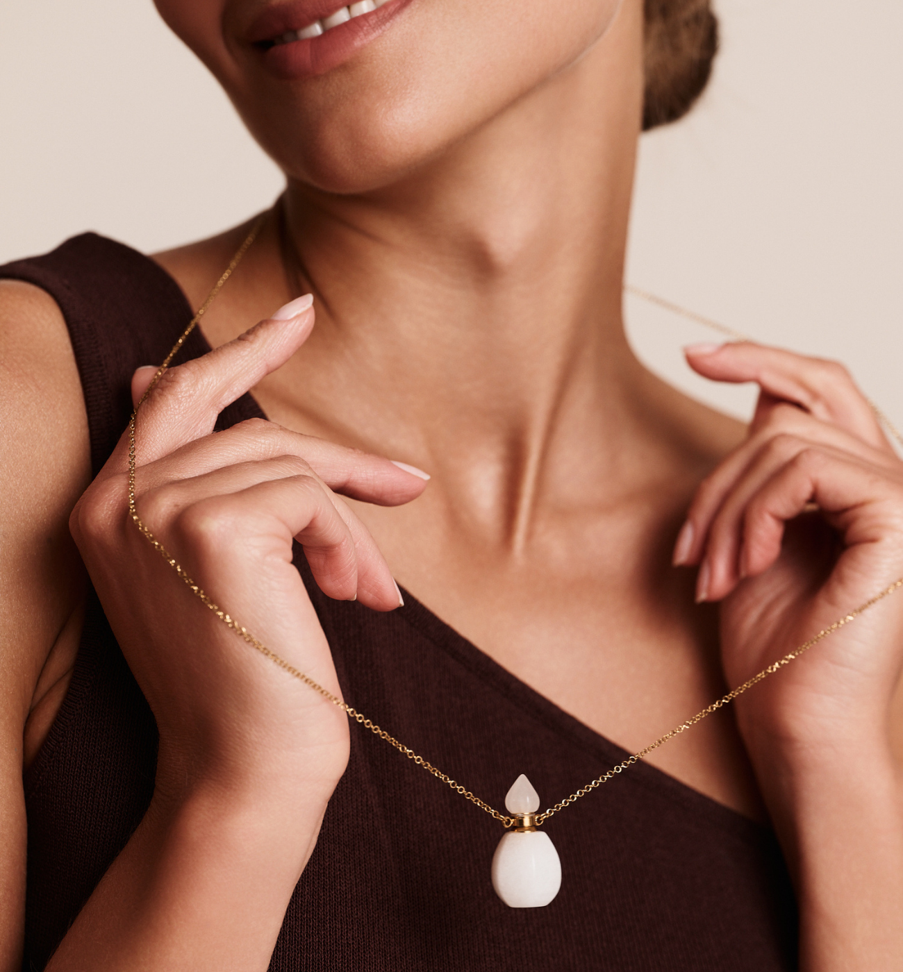 Naszyjnik z perfumetką z jadeitu - By Dziubeka