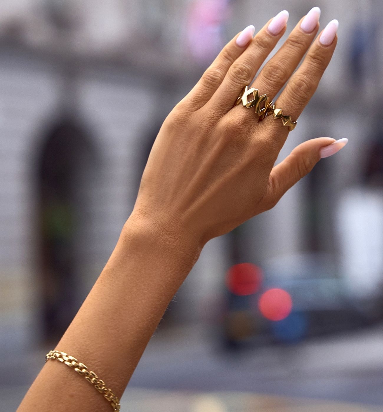 Pierścionek złoty z rombami Tessellis - By Dziubeka