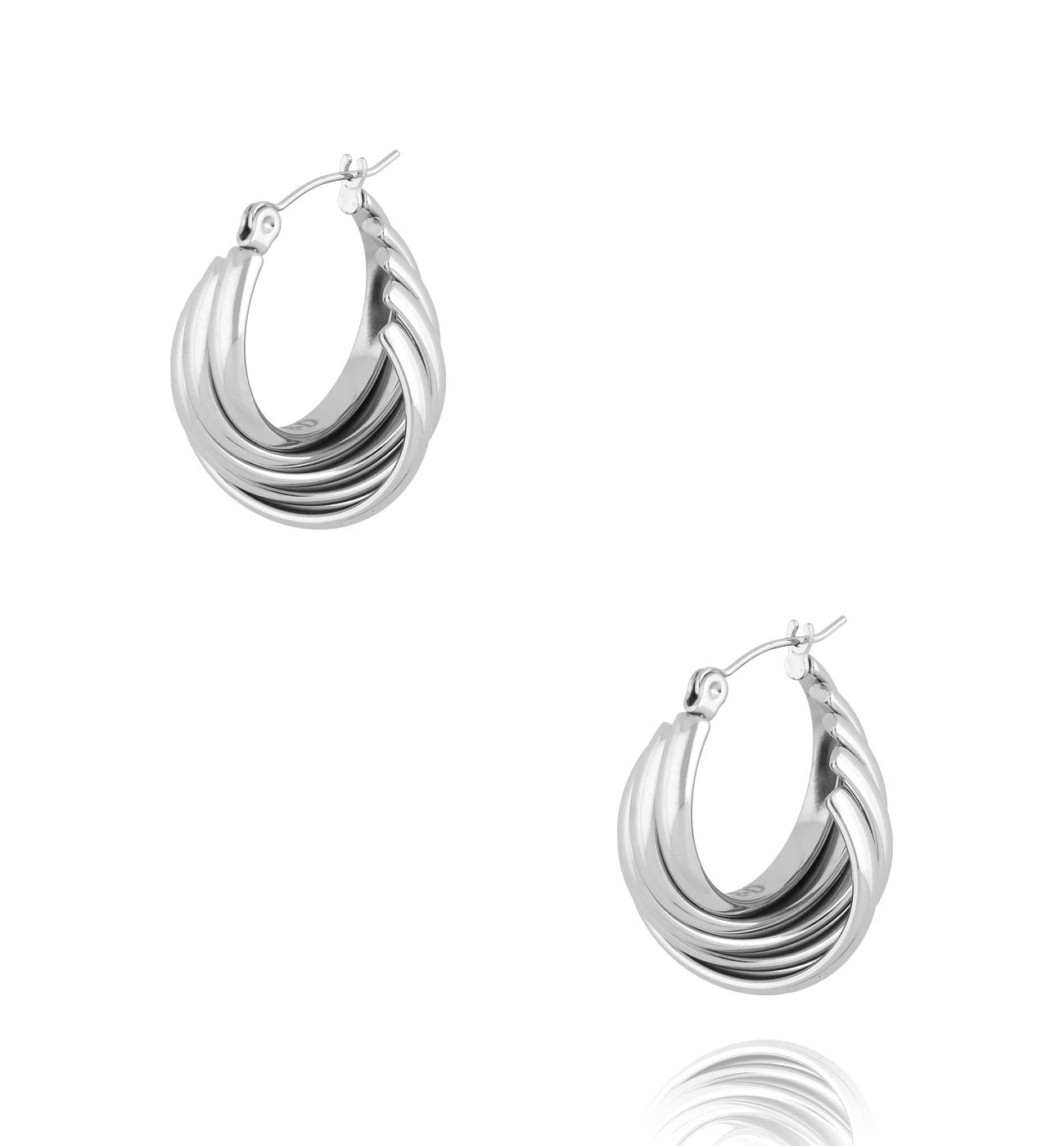 Kolczyki srebrne karbowane Skyline Sparkle - By Dziubeka