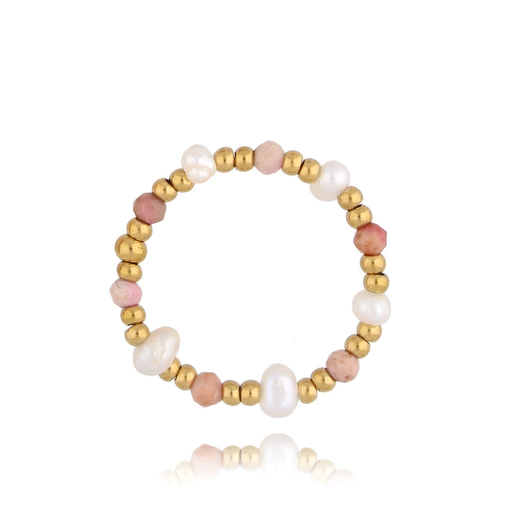 Pierścionek z perełkami i rodochrozytami Aguililla PSC0442 - By Dziubeka