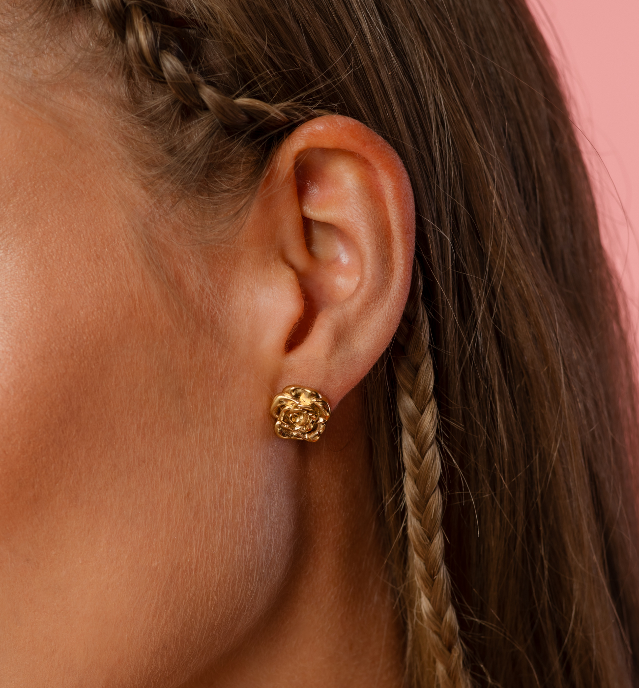 Kolczyki z różami złote - By Dziubeka