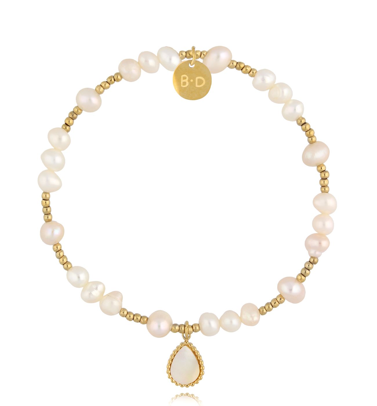 Bransoletka z perłami i złotą zawieszką White Night Elegance BPE0112