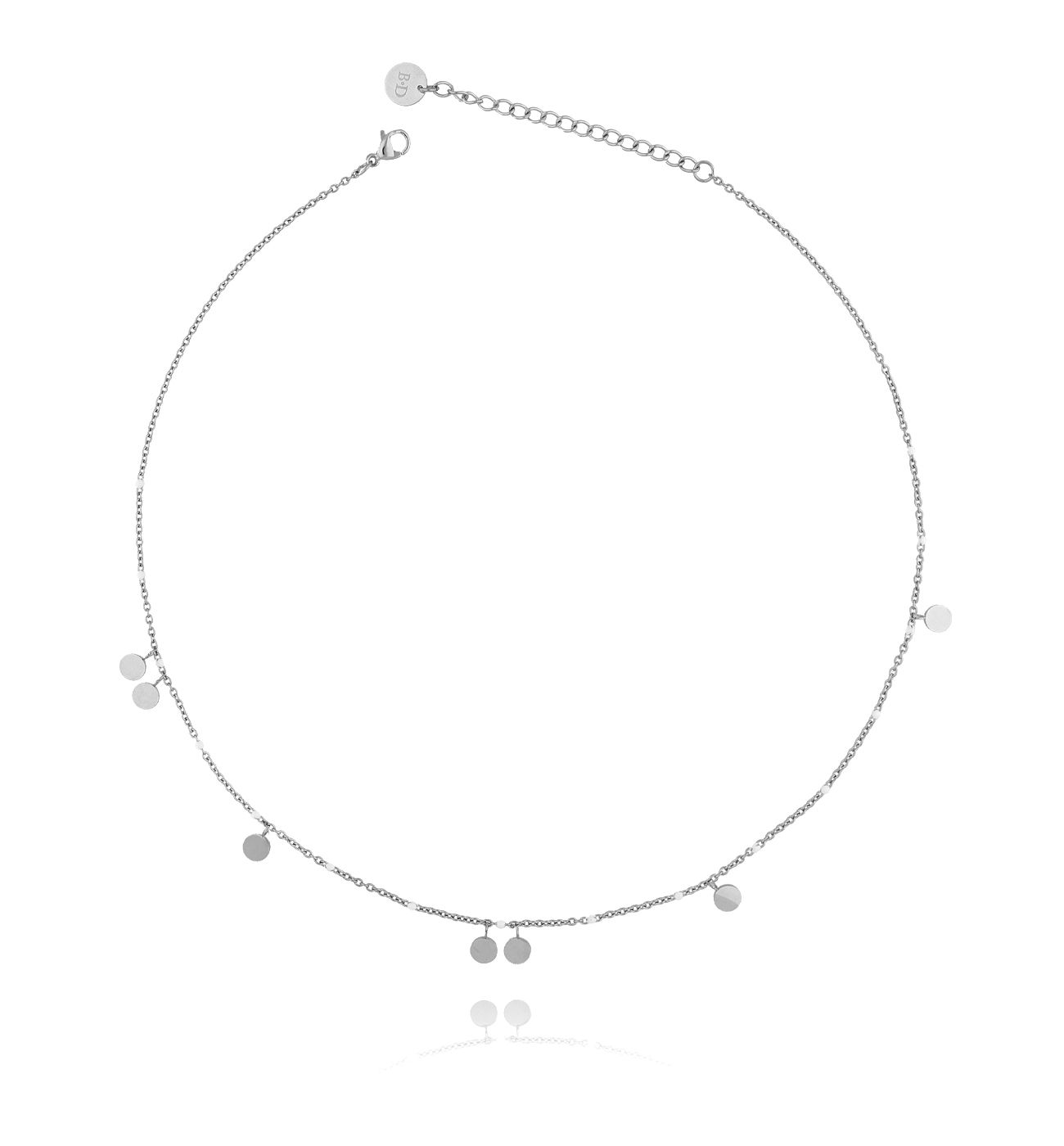 Naszyjnik srebrny z dyskami ze stali szlachetnej NSA0091