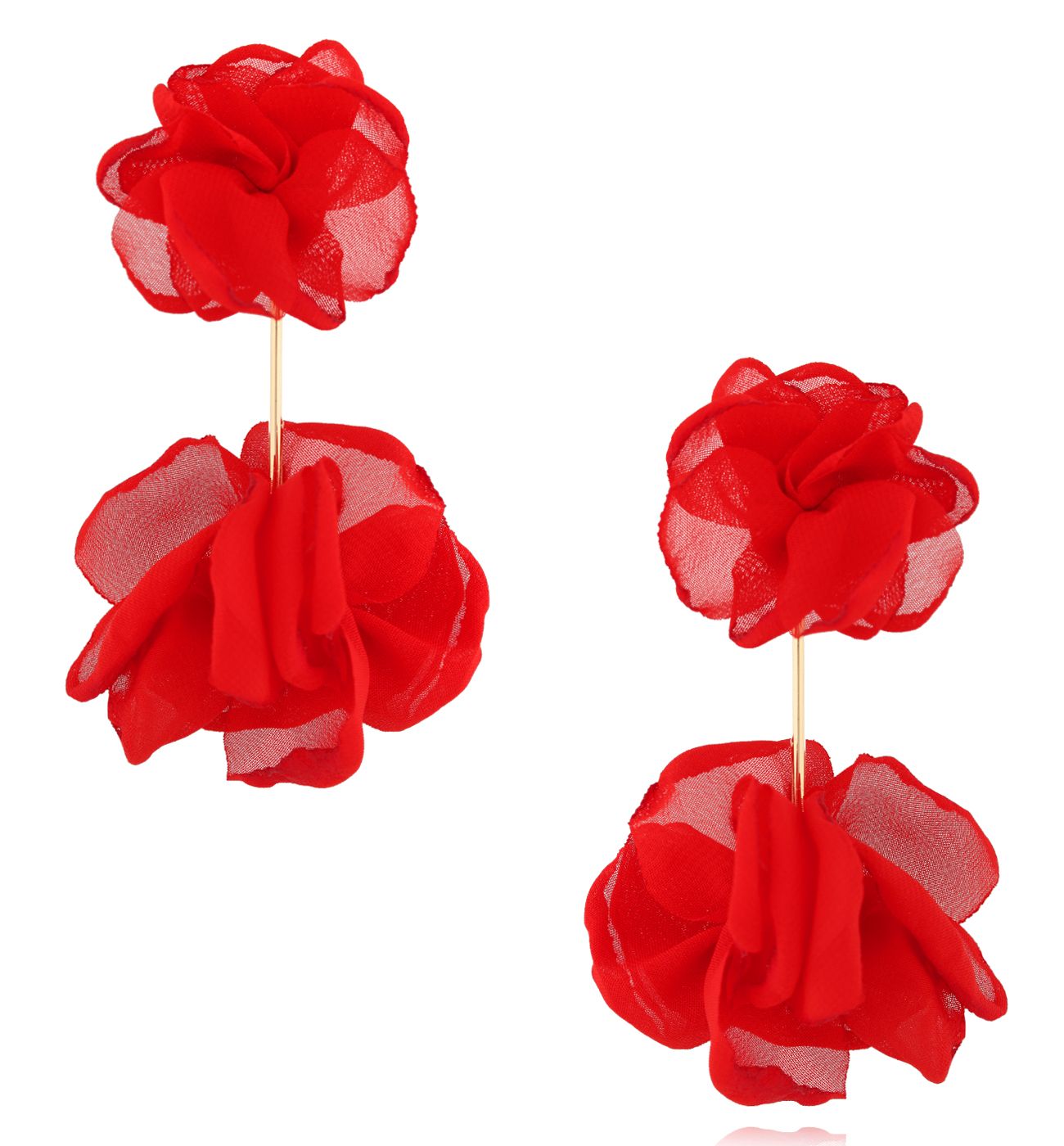 Kolczyki z czerwoną tkaniną - By Dziubeka