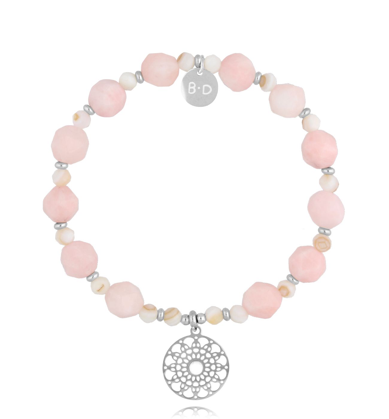 Bransoletka różowa z jadeitami i srebrną zawieszką BTW2774