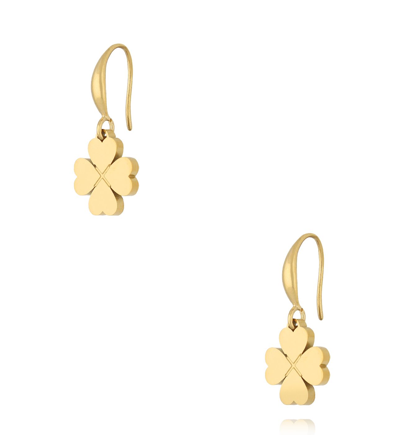 Kolczyki z koniczynkami złote - By Dziubeka