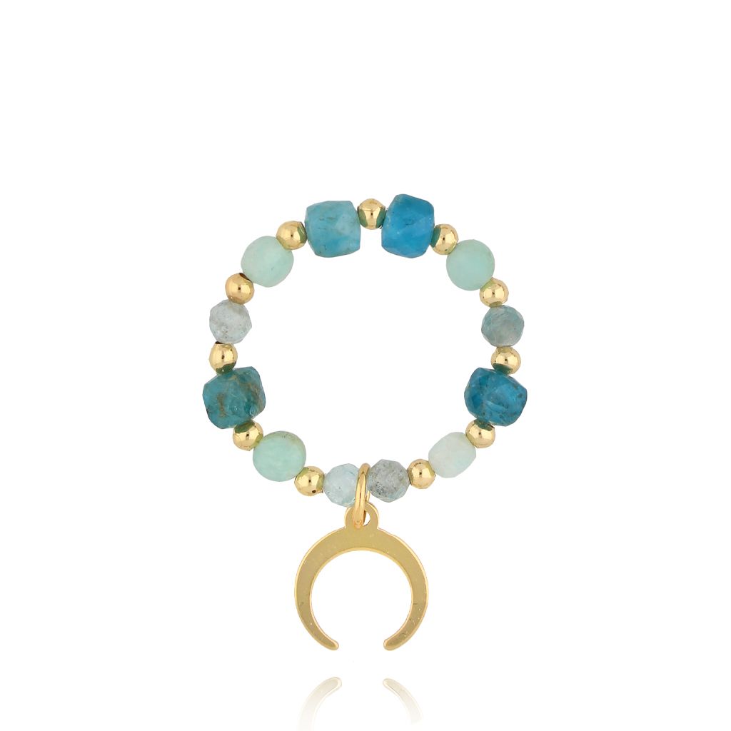Pierścionek z księżycem i amazonitami - By Dziubeka
