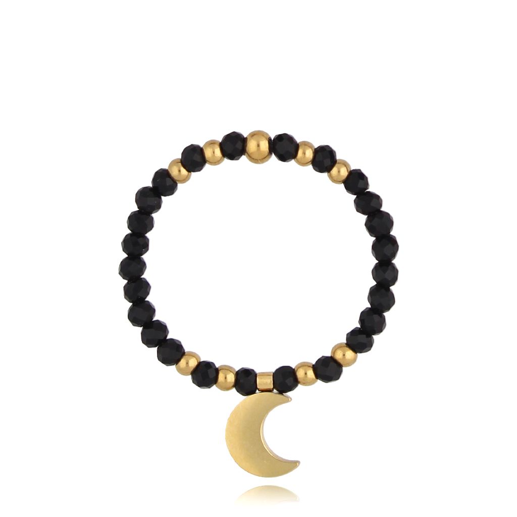 Pierścionek z agatami i księżycem Tsuki PSC0415 - By Dziubeka