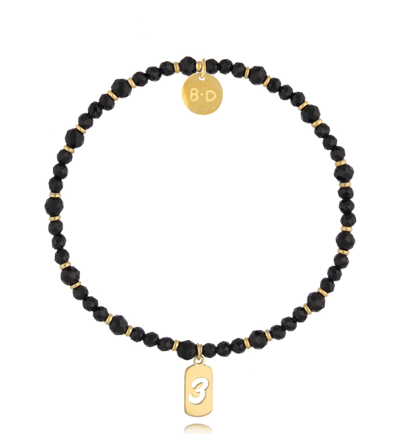 Bransoletka z agatami i cyfrą 3 złota BTW2989