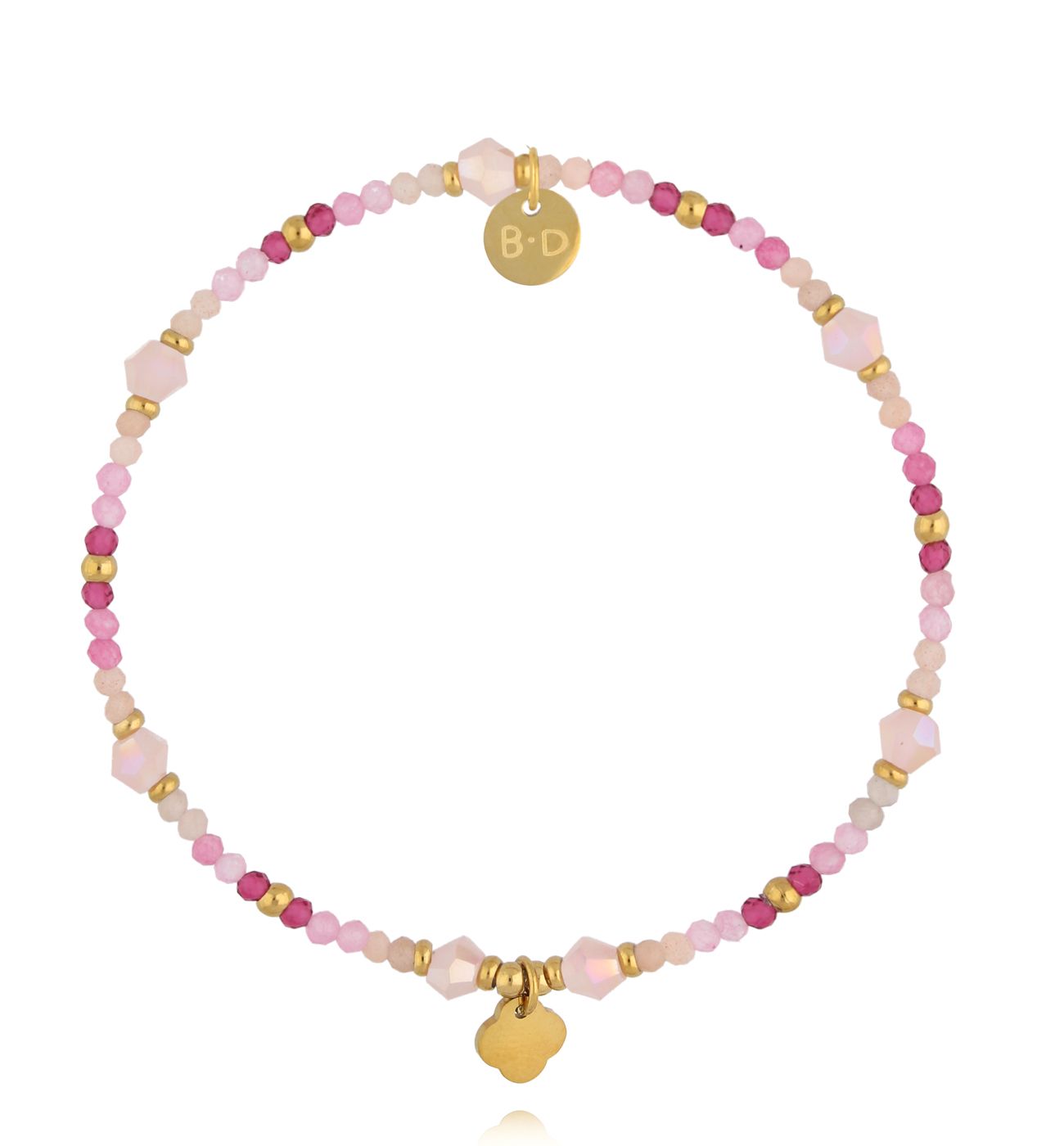 Bransoletka różowa z koniczynką BTW3402