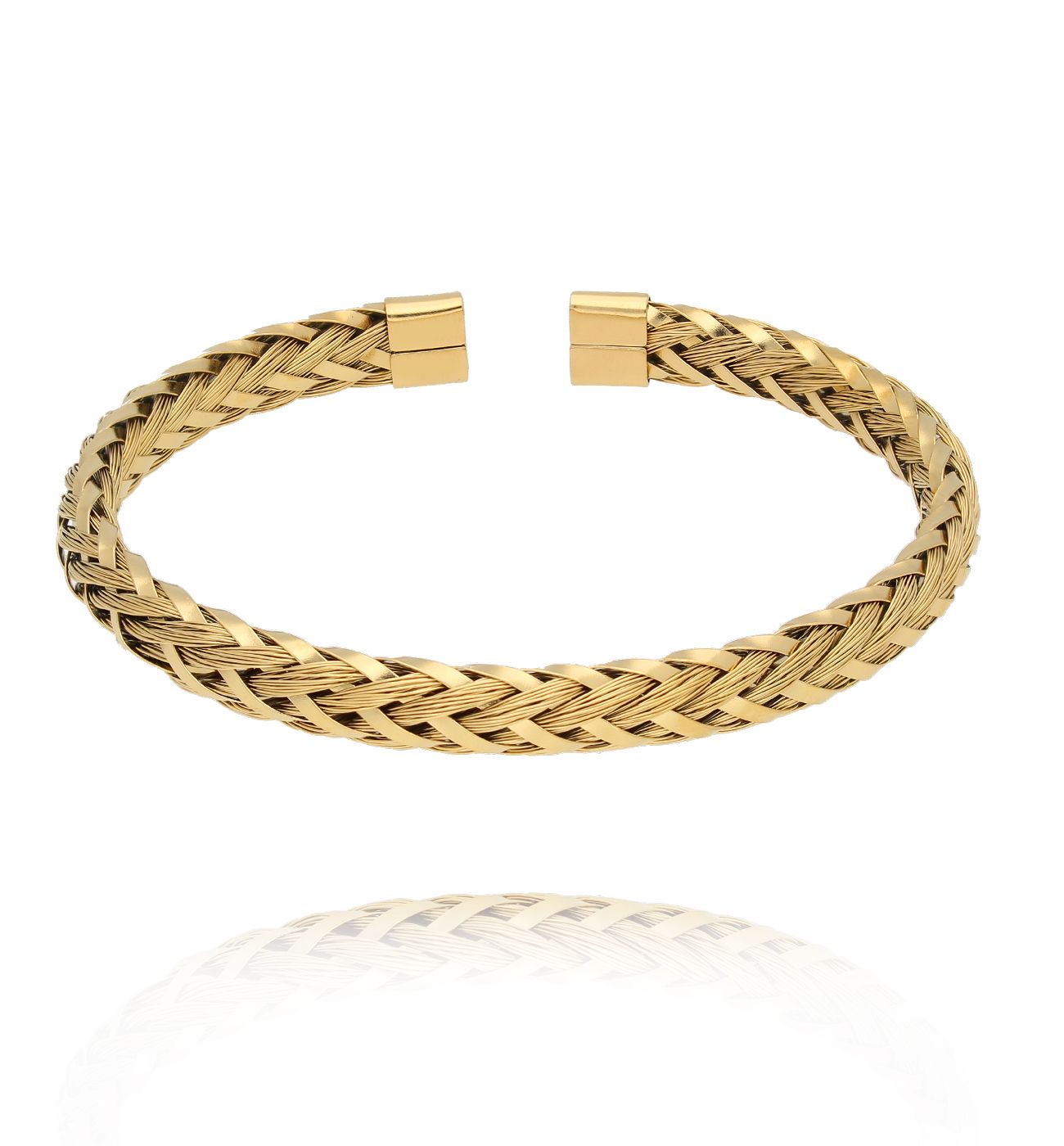 Bransoletka obręcz złota z plecionki BSY0446 - By Dziubeka