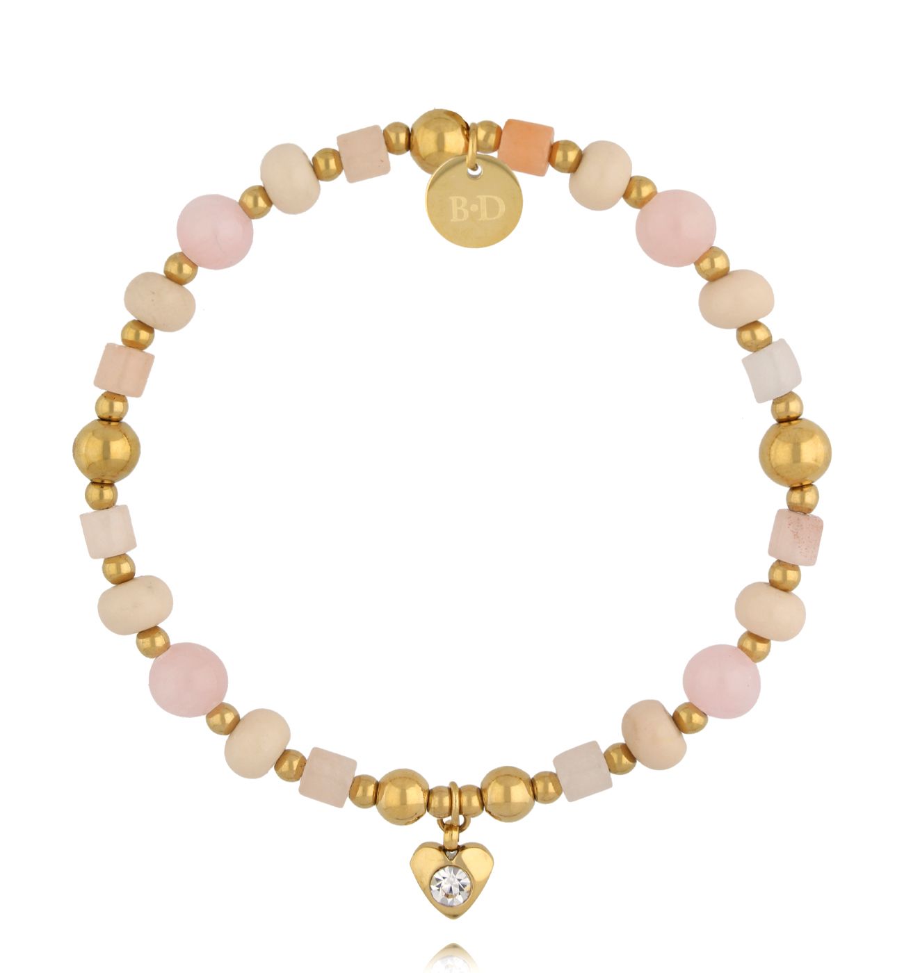 Bransoletka w pastelowych kolorach z zawieszką w kształcie serca - By Dziubeka