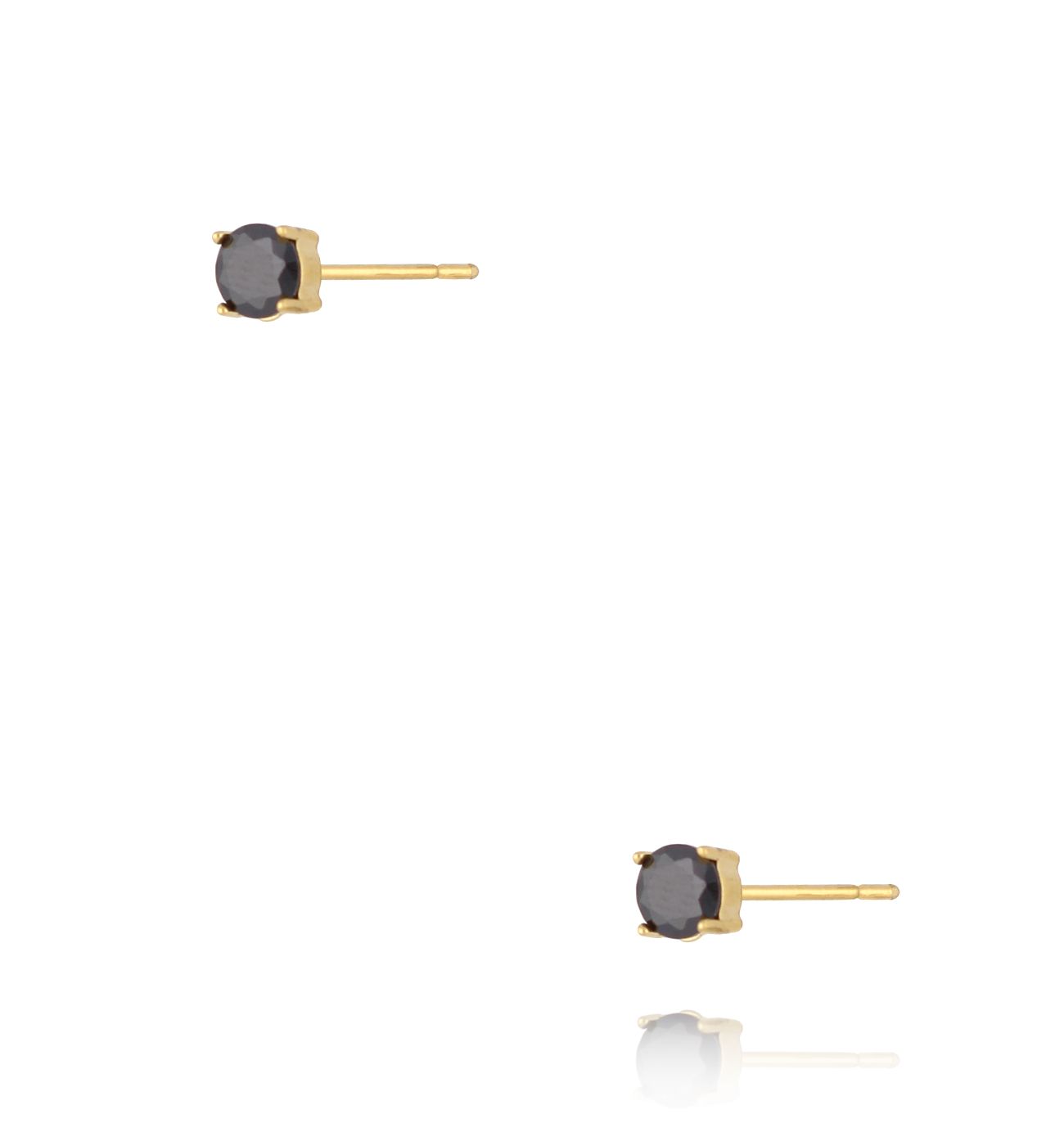 Kolczyki z czarną cyrkonią złote - By Dziubeka