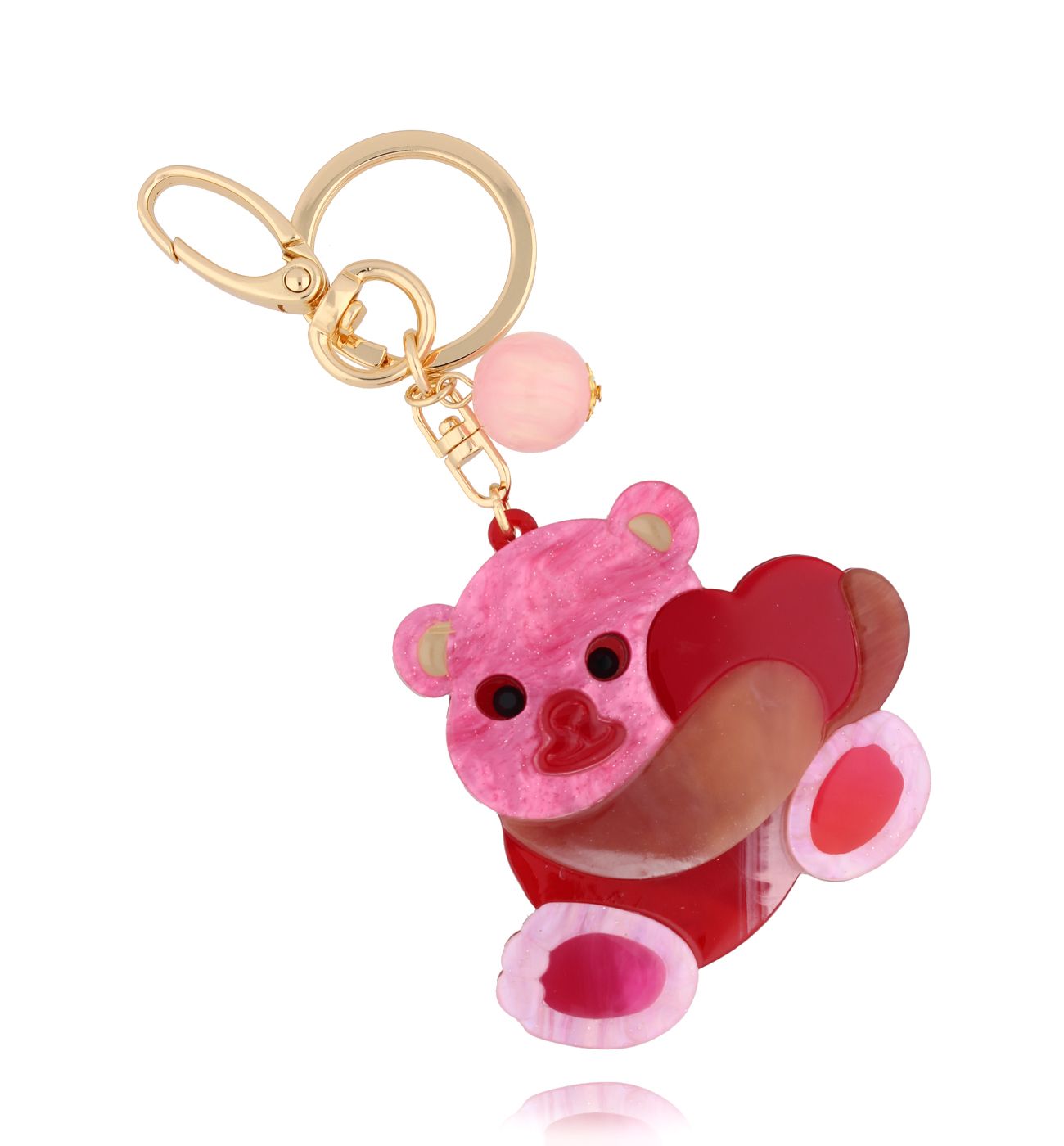 Brelok z fuksjowym misiem Teddy Bear Lover BREZA0081 - By Dziubeka