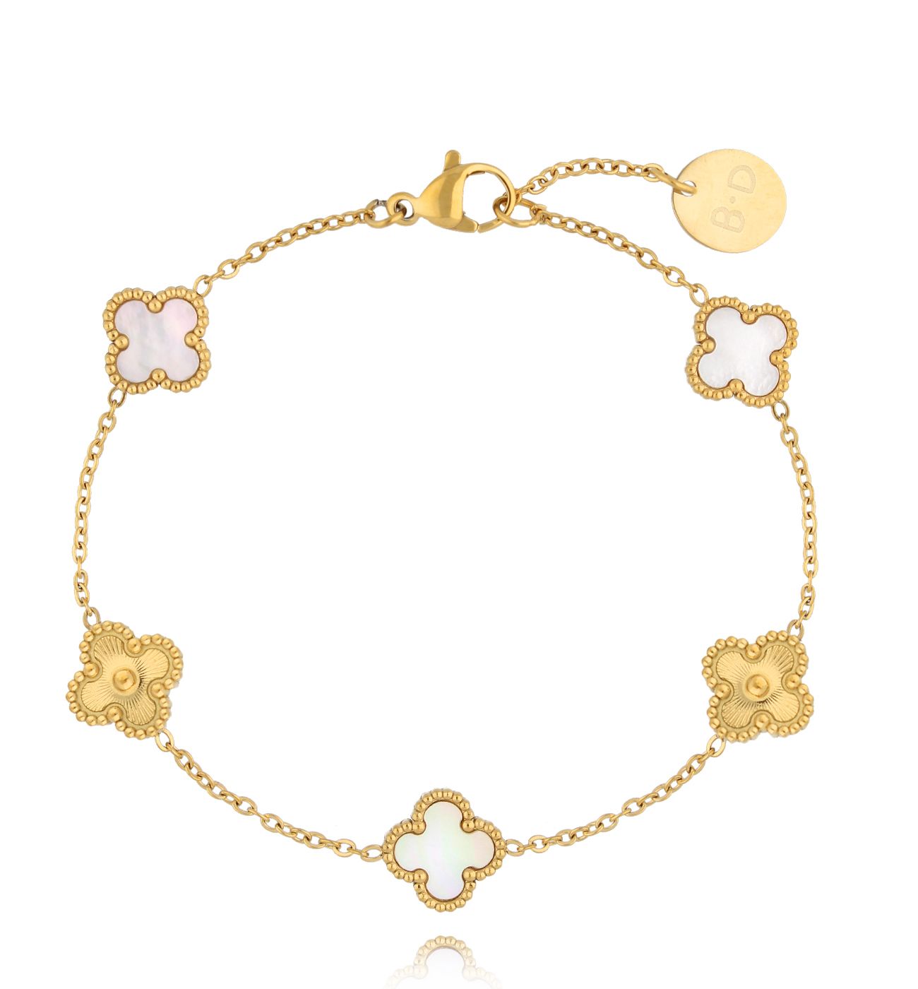 Bransoletka z koniczynkami złota Clovers BSY0111 - By Dziubeka