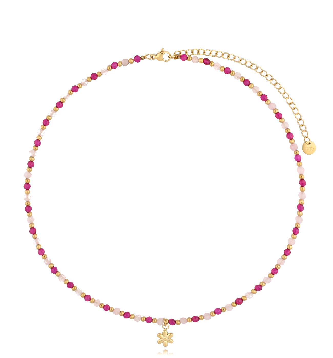 Naszyjnik z kamieniami naturalnymi i kwiatuszkiem Latifa NSC0368