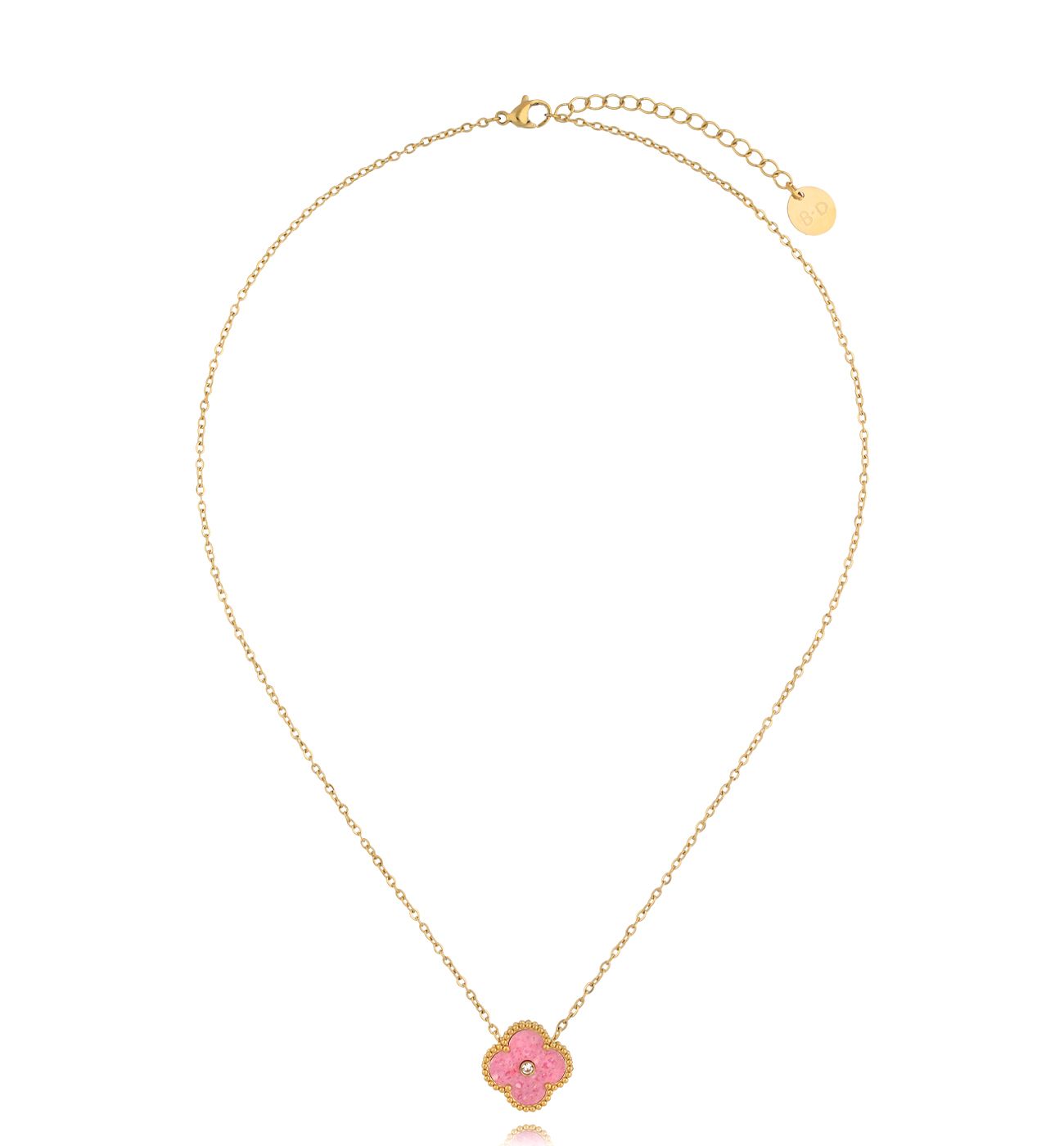 Naszyjnik z różową koniczynką NSY0249 - By Dziubeka