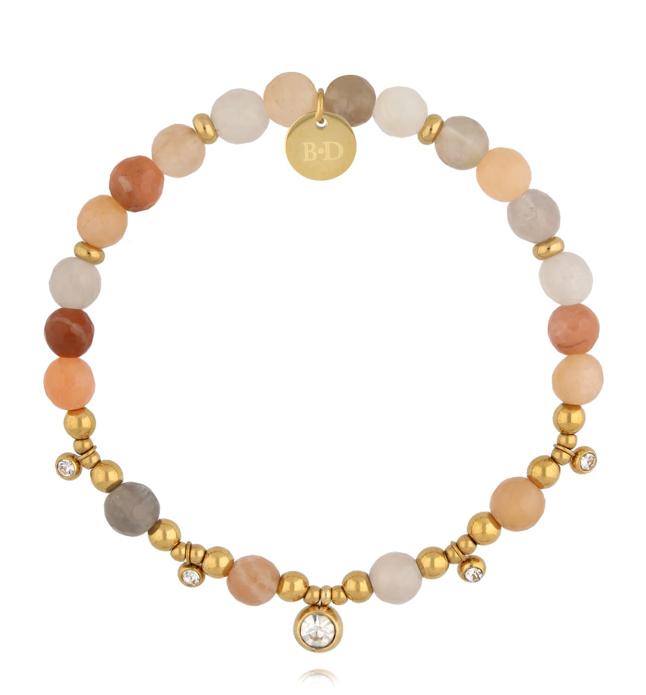 Bransoletka ziemistych odcieniach z kryształowymi akcentami - By Dziubeka