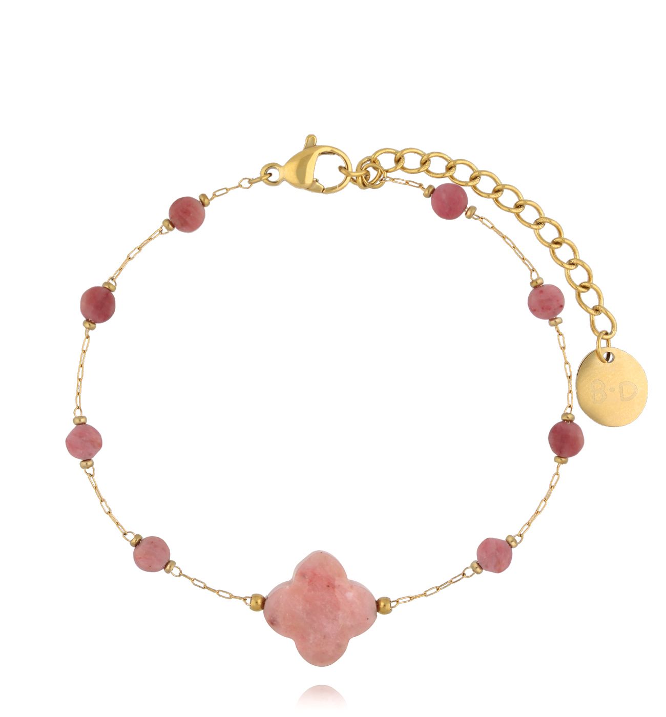 Bransoletka z koniczynką i rodonitami BPA0496