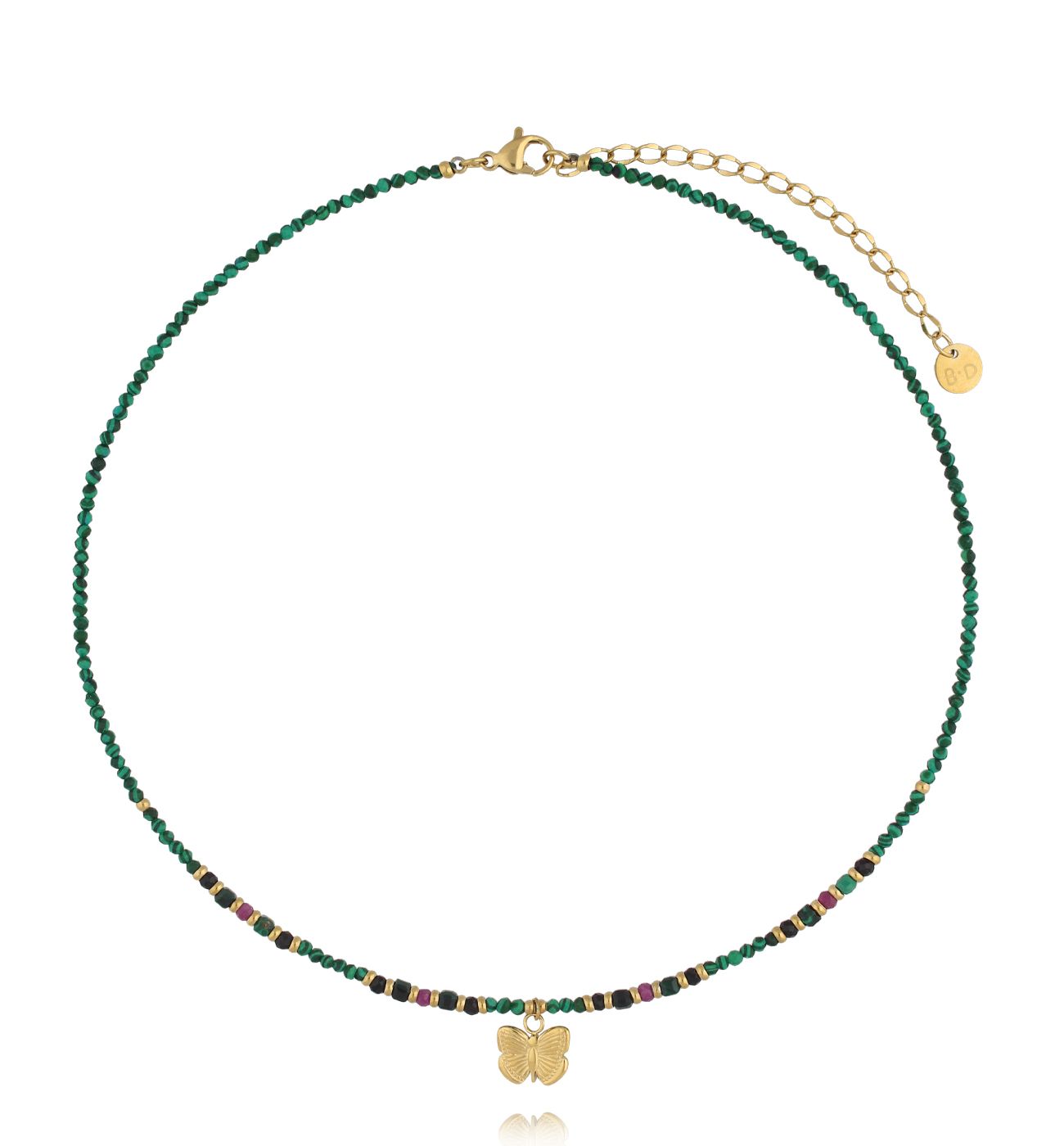 Naszyjnik zielony z motylkiem NTW1545