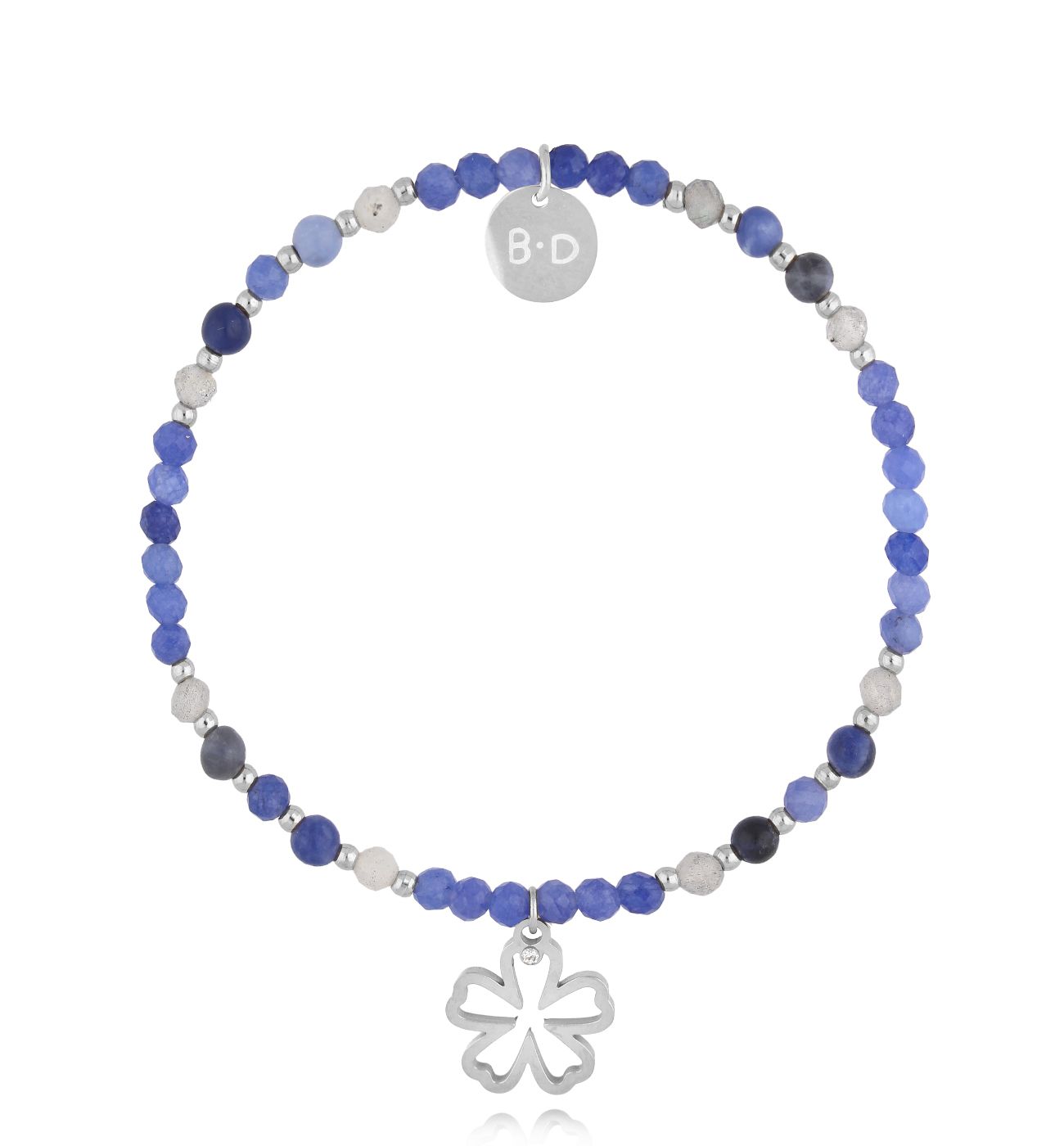 Bransoletka niebieska z kwiatuszkiem - By Dziubeka