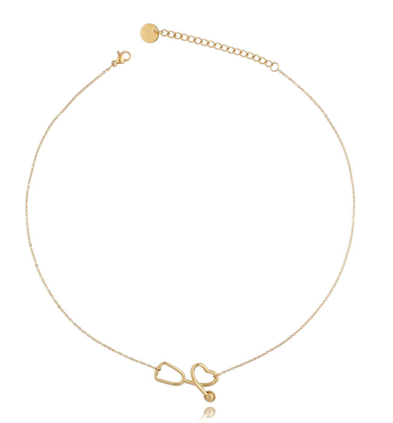 Naszyjnik złoty serce i stetoskop NSA0200