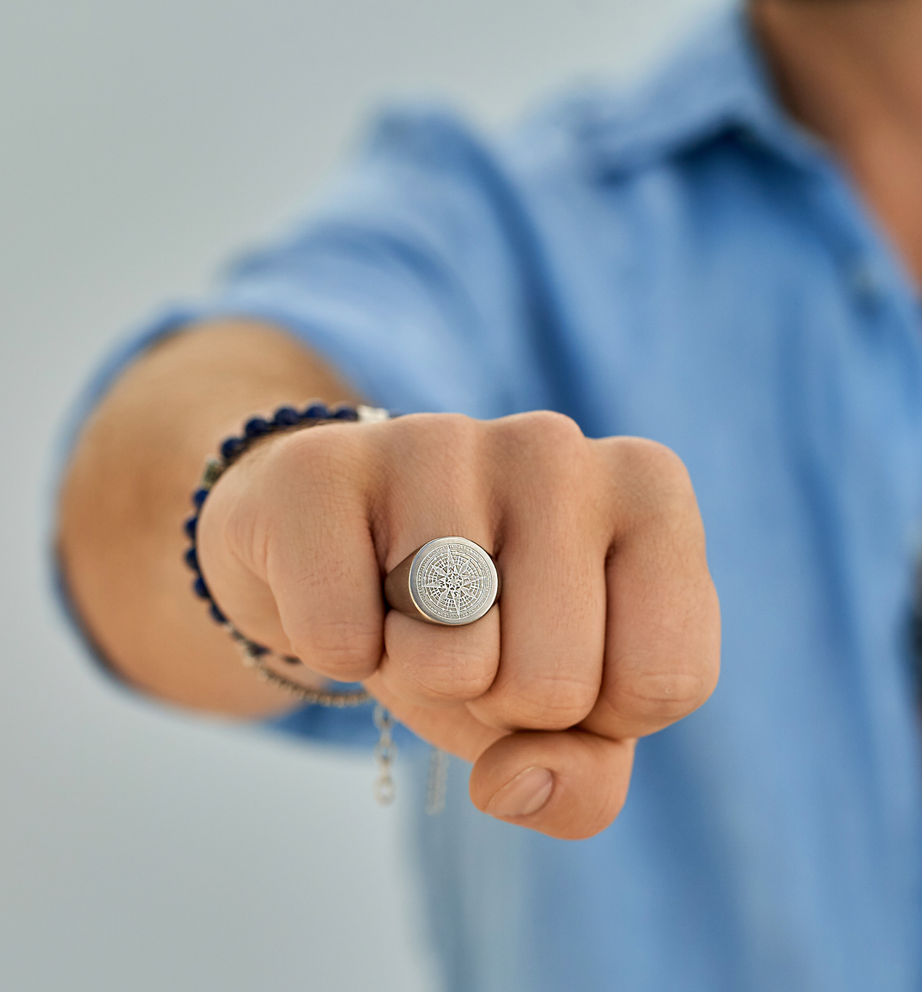 Sygnet męski z różą wiatrów Ocean PMITC0061