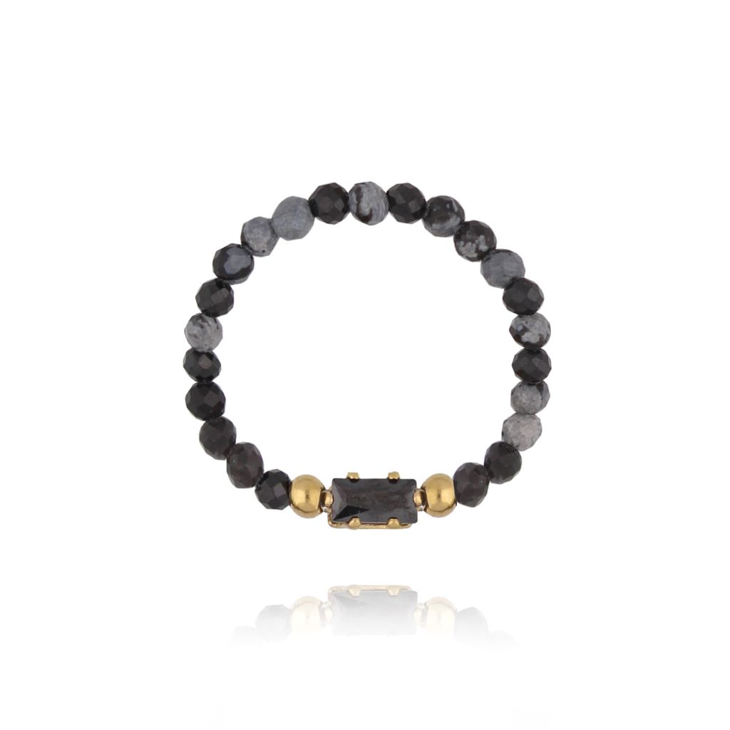 Pierścionek elastyczny szary PSC0655 - By Dziubeka