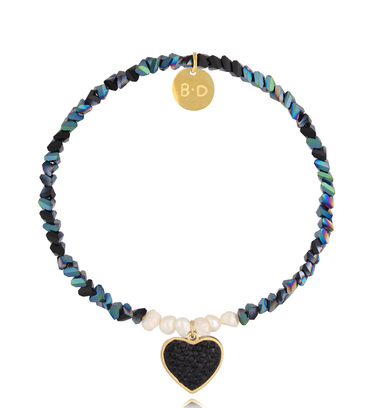 Bransoletka z hematytami i sercem - By Dziubeka