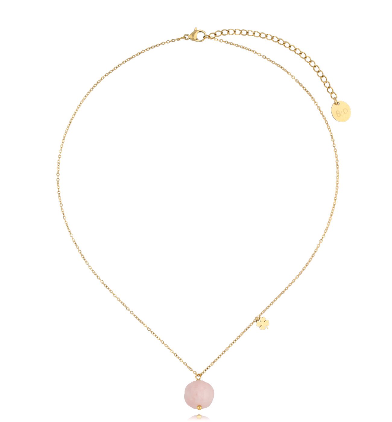 Naszyjnik złoty z kwarcem różowym Paulilatino NSY0219