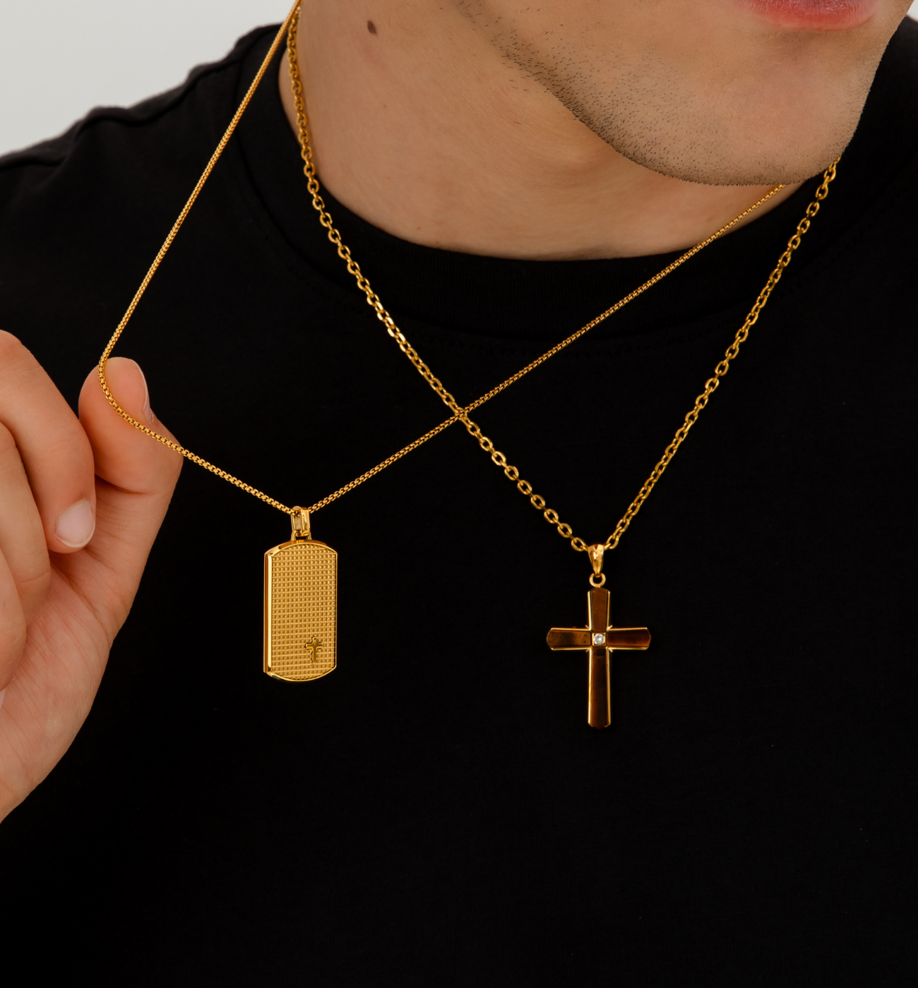 Naszyjnik nieśmiertelnik z krzyżykiem złoty NMITC0212