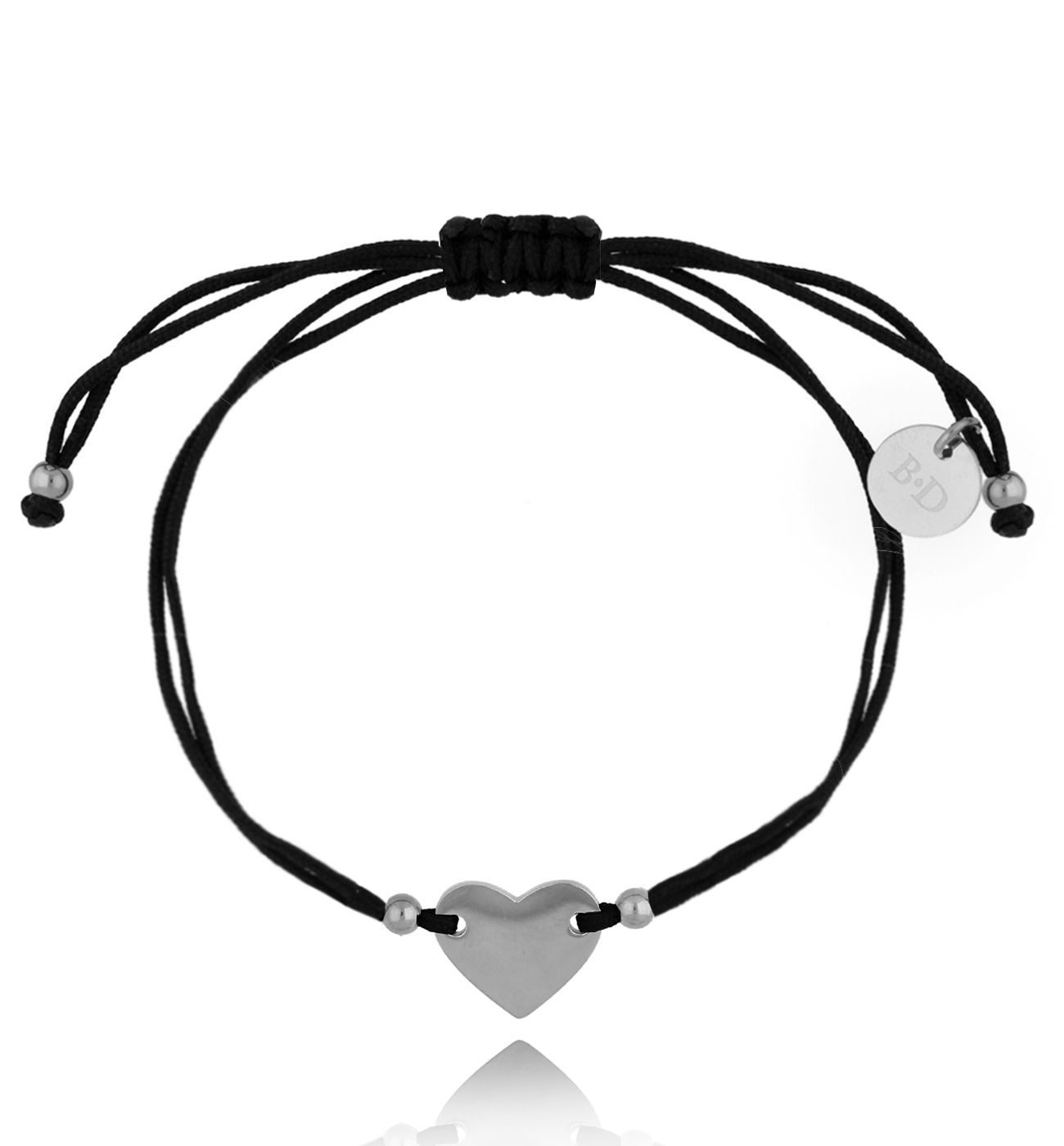 Bransoletka czarno-srebrna z serduszkiem Because of You BGL0543