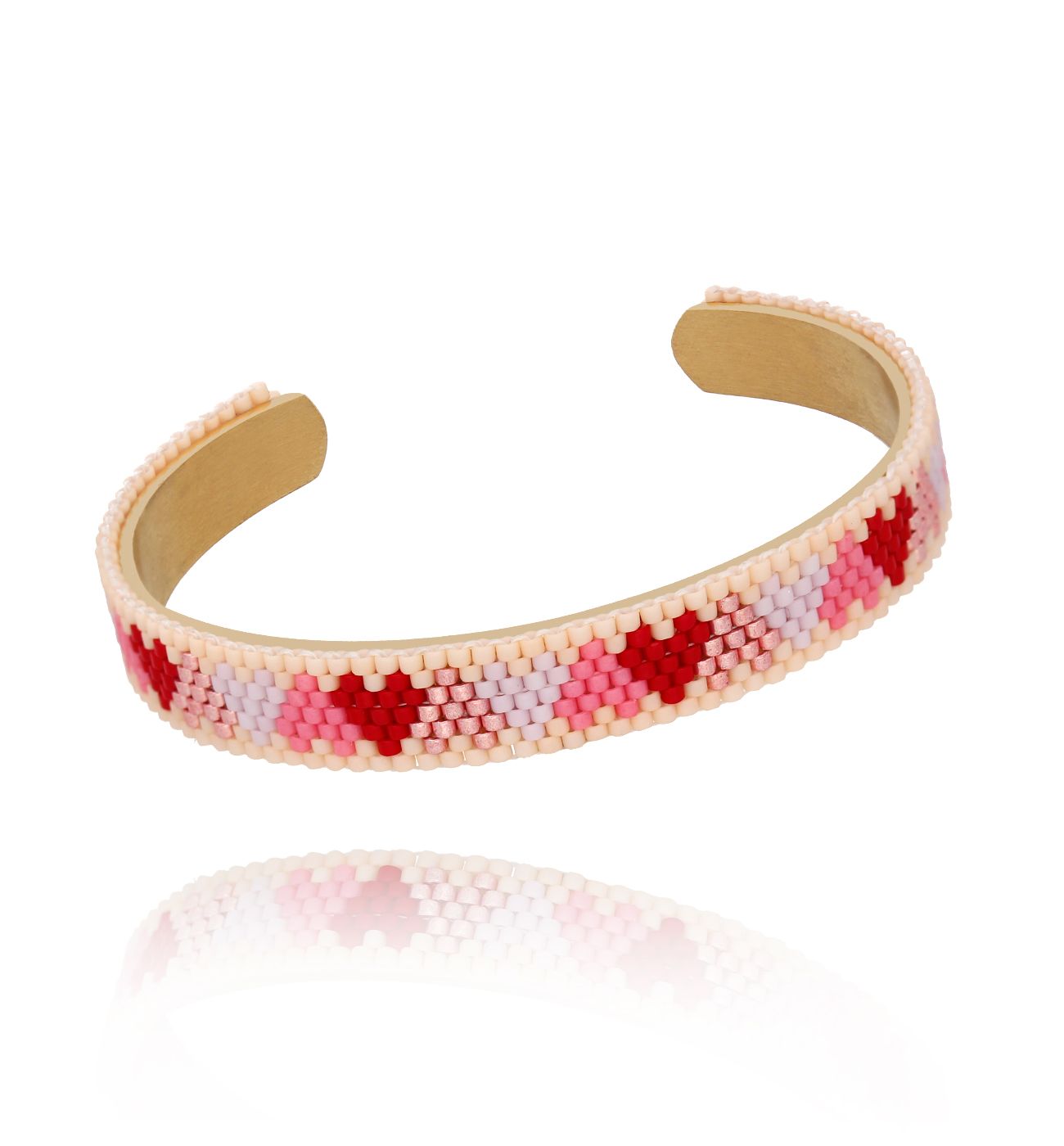 Bransoletka obręcz z sercami Pink Hearts - By Dziubeka