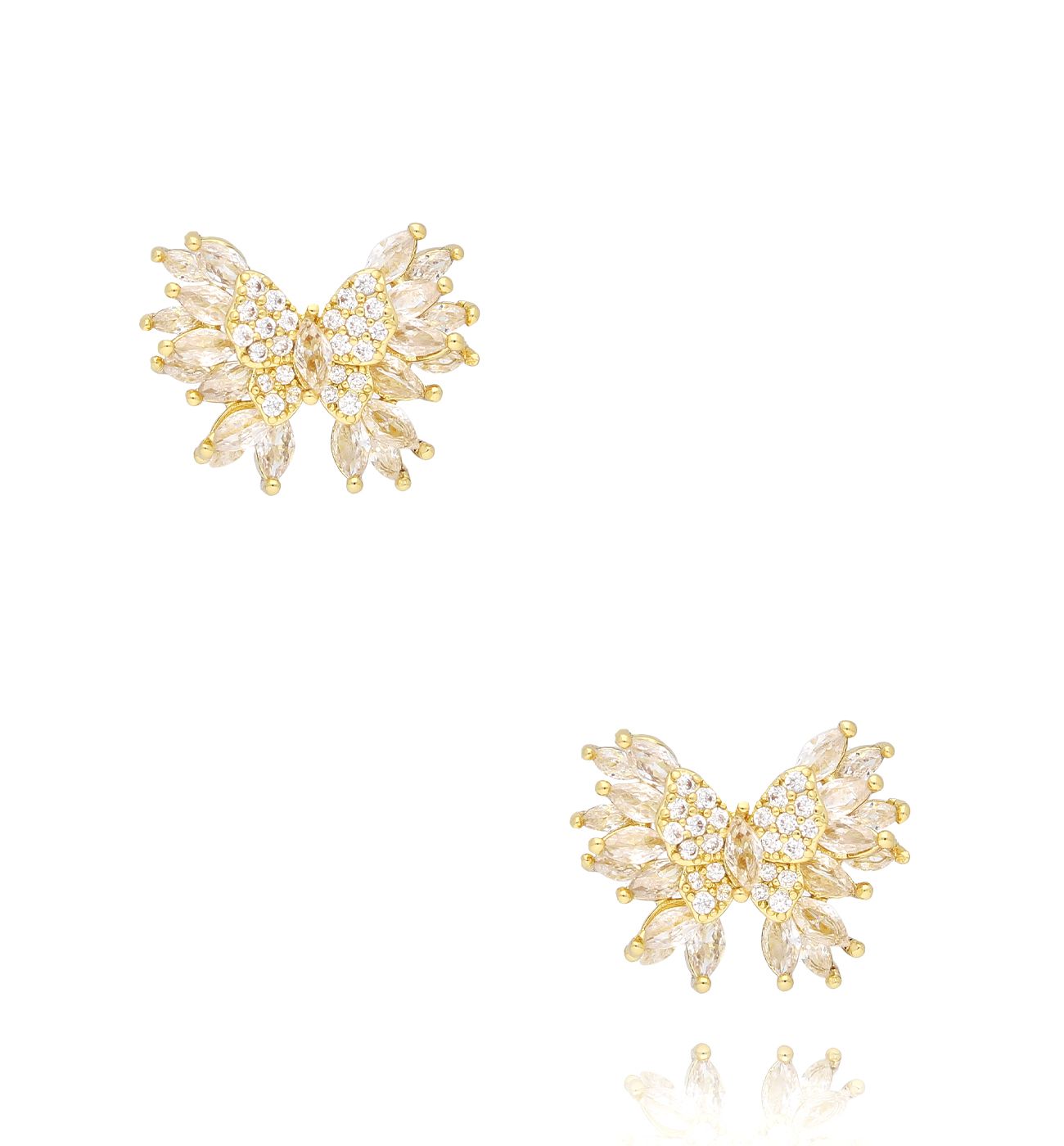 Kolczyki kokardki z transparentnymi kryształkami - By Dziubeka