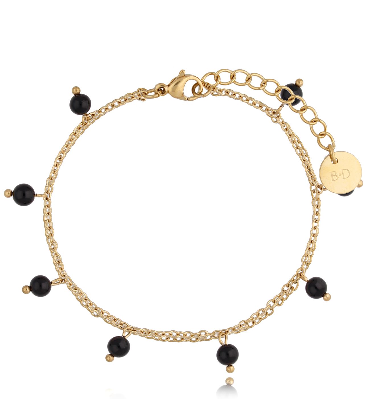 Bransoletka złota z czarnymi agatami Arua - By Dziubeka