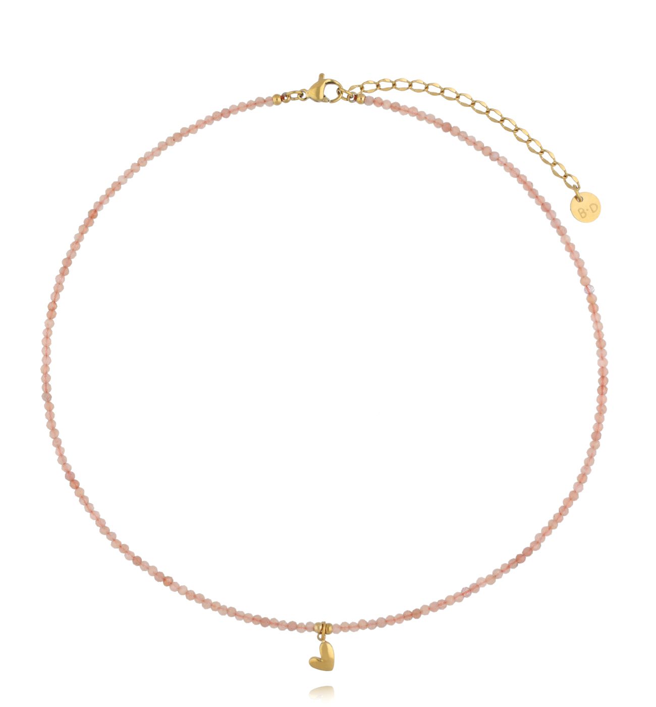 Naszyjnik z kamieniami słonecznymi i złotym sercem - By Dziubeka