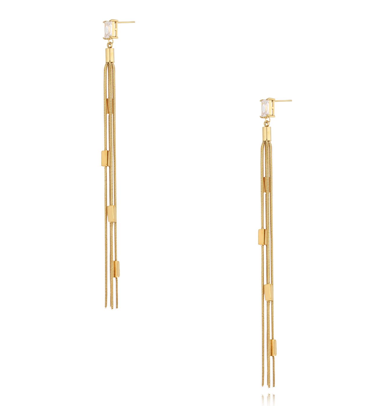 Kolczyki złote z łańcuszkami i cyrkonią Miranda KSA2065