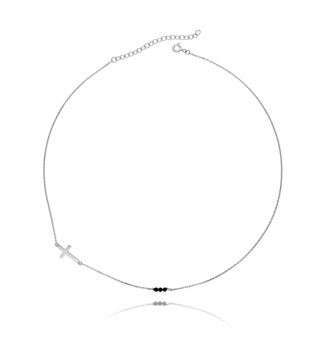 Naszyjnik srebrny krzyżyk z kryształkami NSE0005