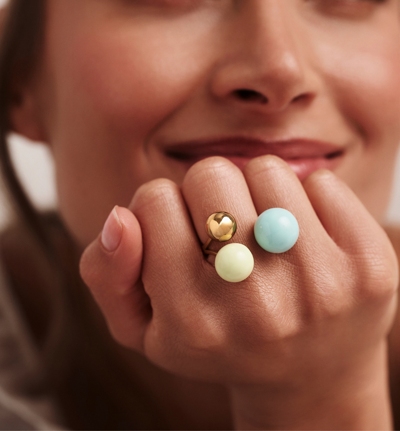 Pierścionek z kulkami emaliowany - By Dziubeka