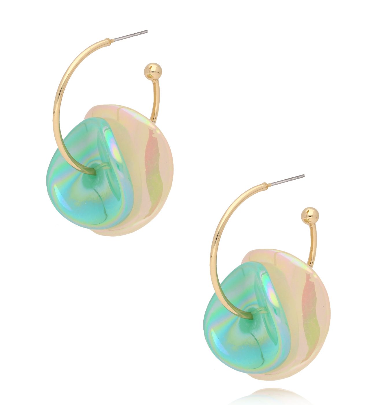 Kolczyki okrągłe beżowo turkusowe Arusza KZA0150 - By Dziubeka