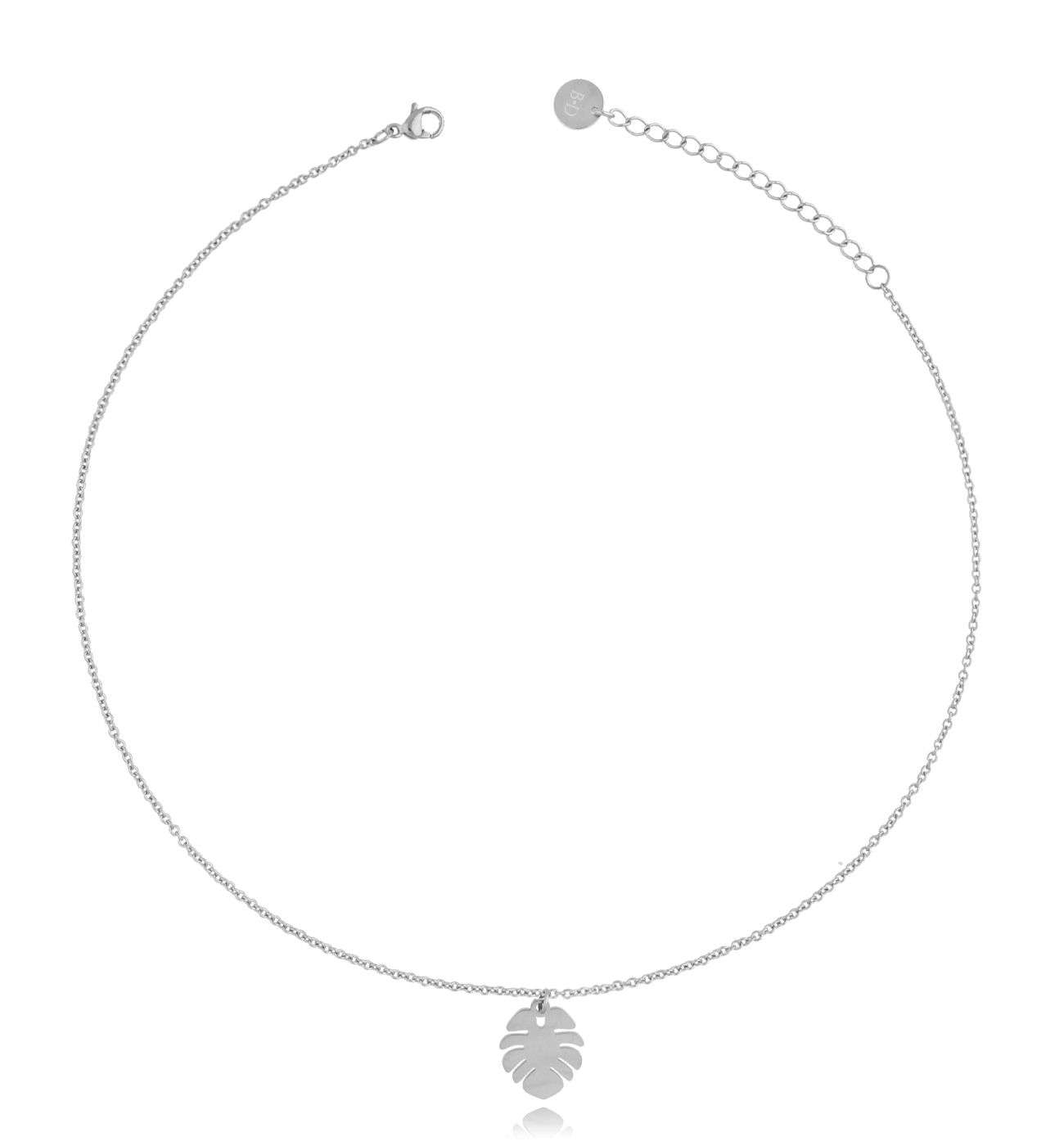 Naszyjnik srebrny z liściem monstery NSA0177