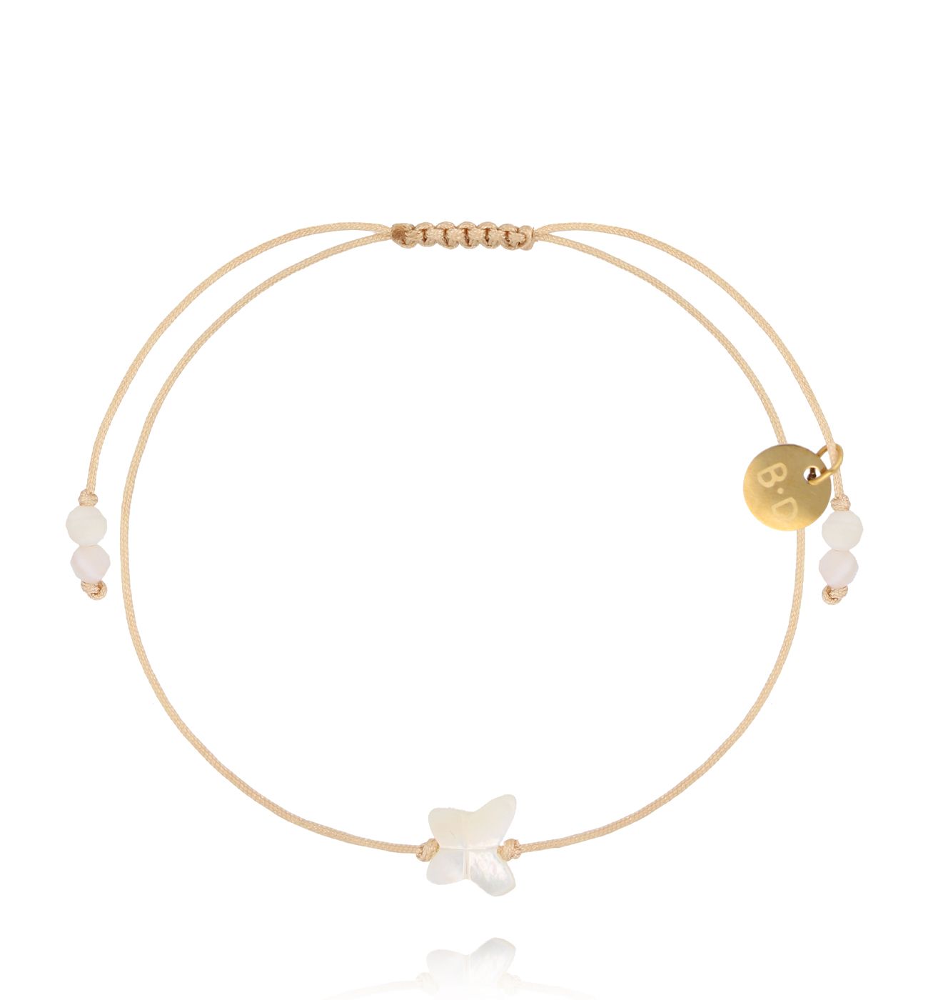 Bransoletka z motylkiem na beżowym sznurku BMT0332