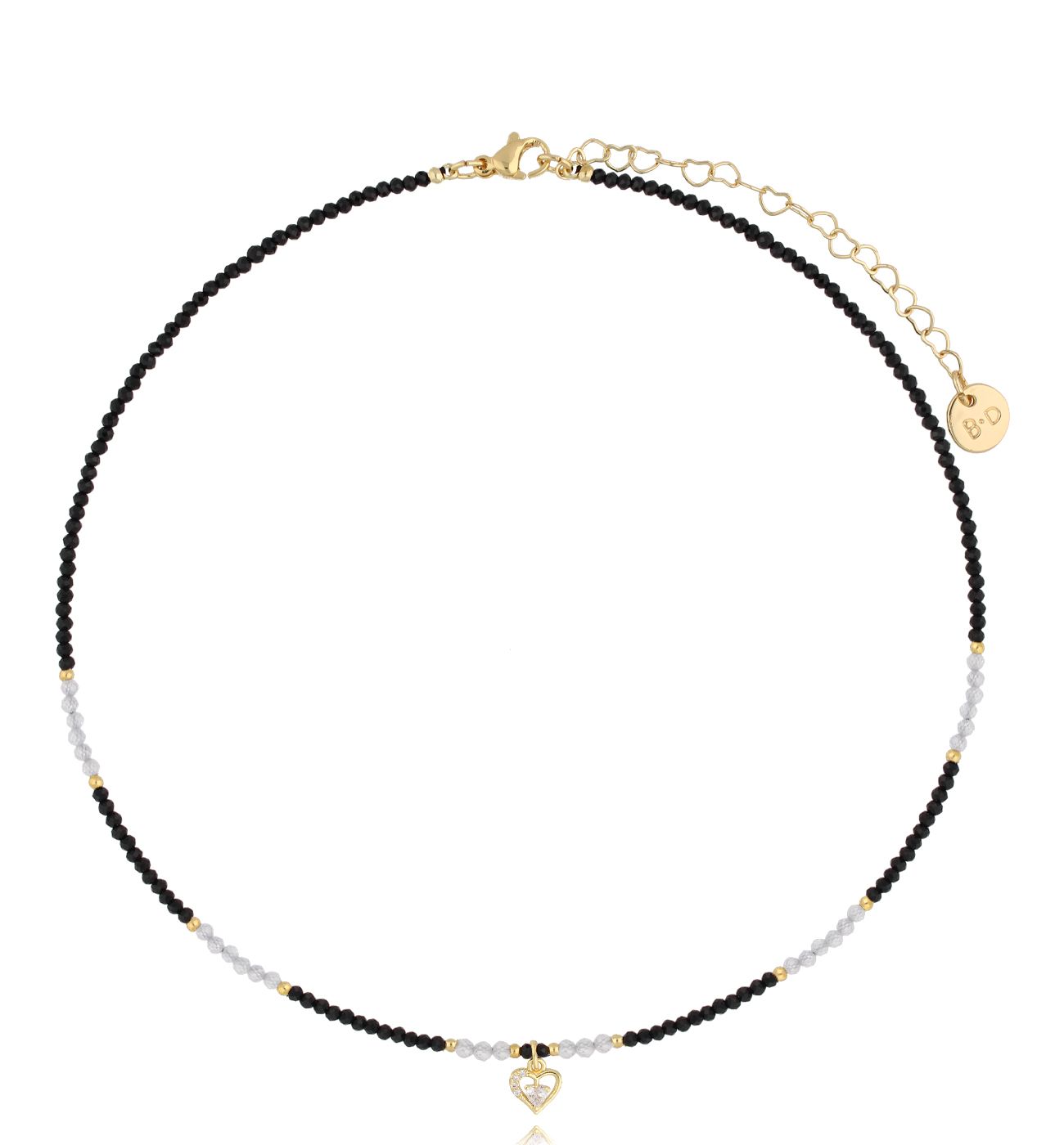 Naszyjnik z turmalinami i sercem złoty - By Dziubeka