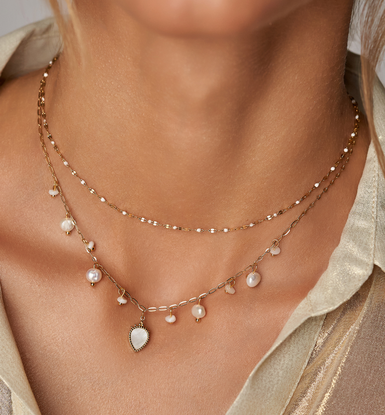 Naszyjnik złoty z perełkami Uberto NSY0061