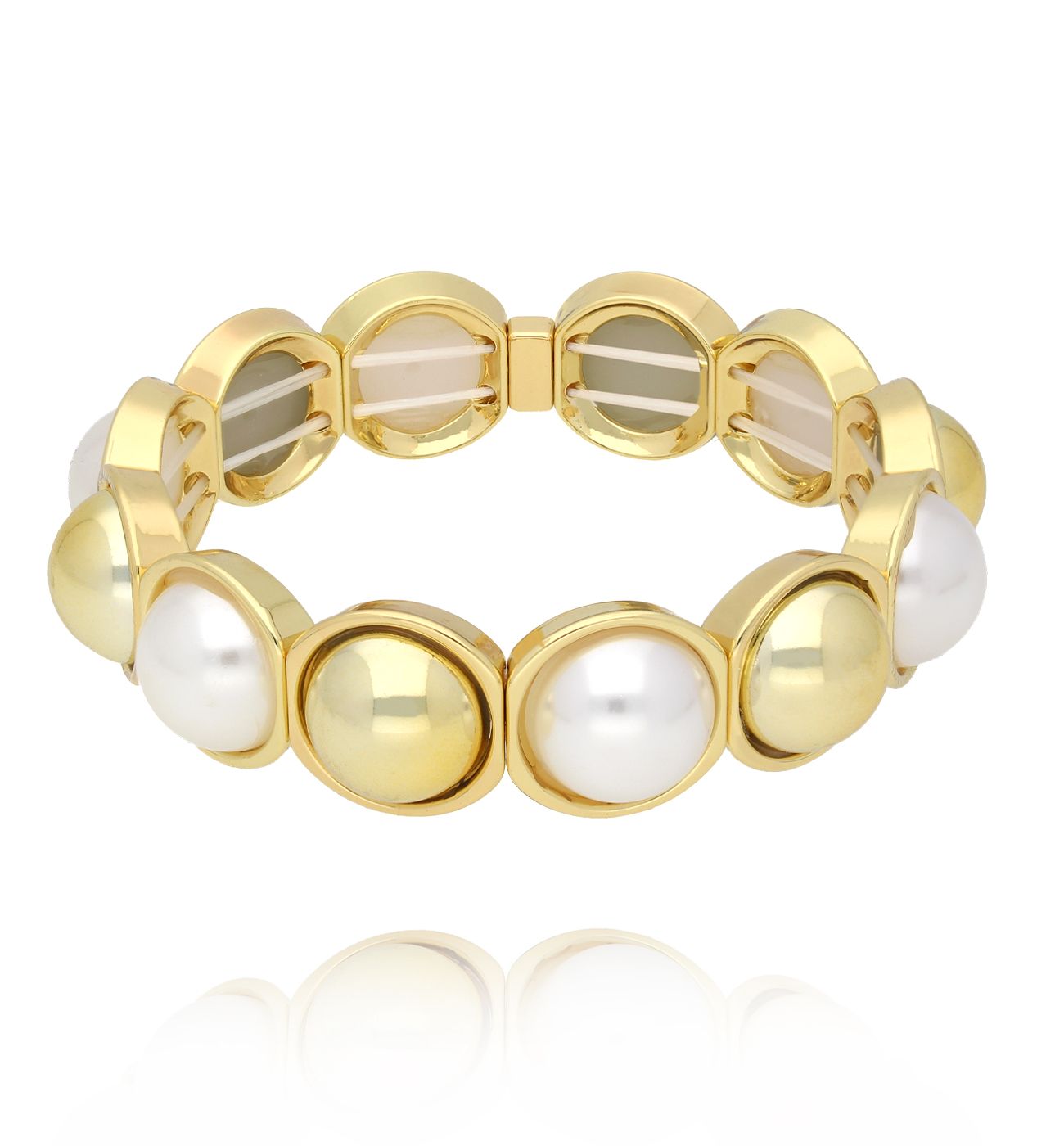 Bransoletka z dużymi perłami i złotymi ogniwami BCR0023