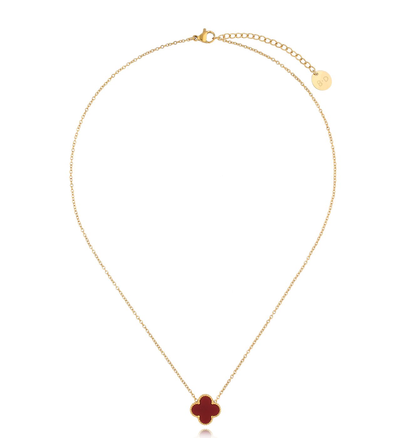 Naszyjnik z bordową koniczynką Clover NSY0212