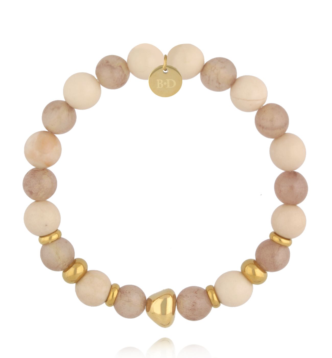 Bransoletka beżowa z kamieniami - By Dziubeka